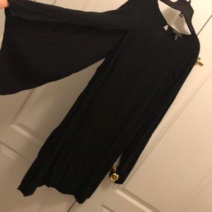 Black Dress with Cape Sleeves.